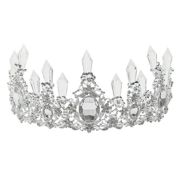 Silver Alloy Crown Cake Topper Imitation Crystal Crown Baking Cake Decoration 